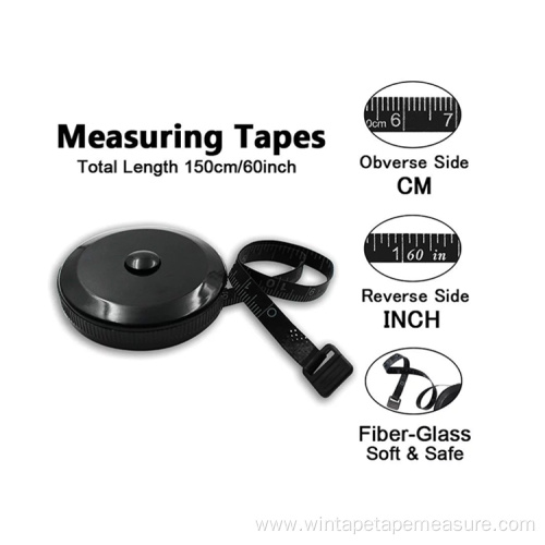 60" Retractable Black Mini Tape Measure